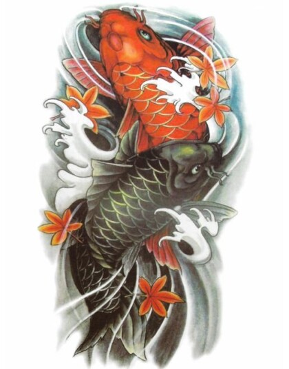 Swimming Koifish Fake Tattoo