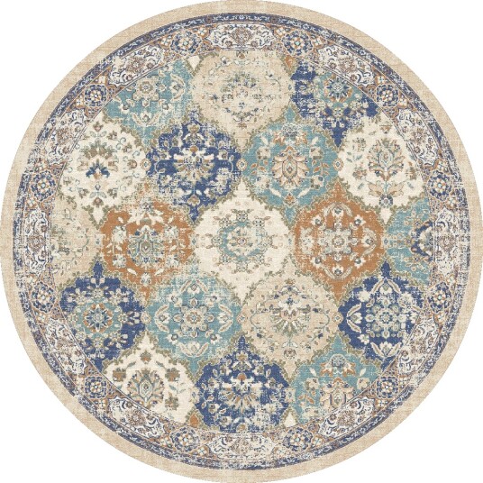 Rundt teppe Bohemia blå/multi Størrelse: Ø 160 cm Rundt teppe Bohemia blå/multi Størrelse: Ø 160 cm