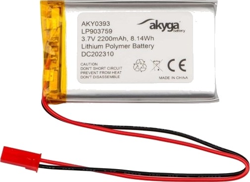 Akyga Aky0393 Batteri Sølv Lithium-Ion Li-Ion 2200 Mah 3,7 V 37 Mm AKY0393