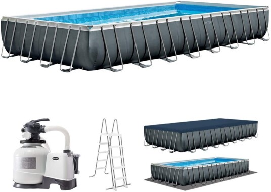 Intex Ultra XTR Premium Pool rammebasseng med sandfilterpumpe 975 x 488 x 132 cm komplett sett Intex Ultra XTR Premium Pool rammebasseng med sandfilterpumpe 975 x 488 x 132 cm komplett sett