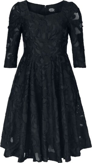 H&R London   Rockabilly Middellang kjole   Soft Bloom Dress   XS til XXL   Damer   svart