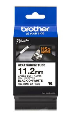 Brother Tape Varmekrympeslange 11,2mm Hse-231e Svart/hvit