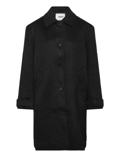 Monki Knee-Length Single-Breasted Coat Black S