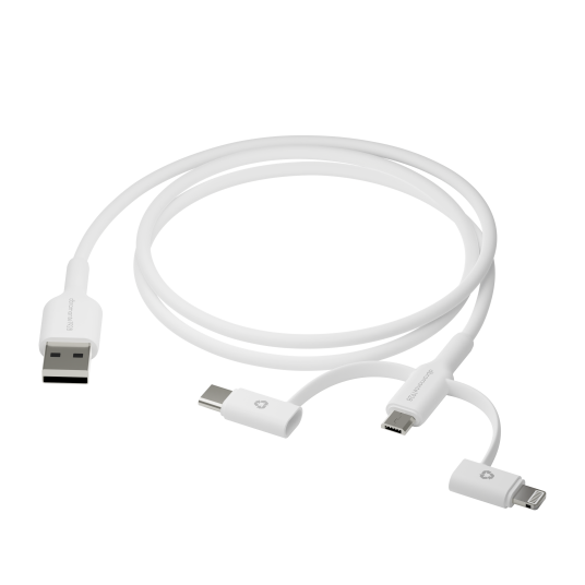 Dbramante1928 Re-charge 3-i-1 Ladekabel USB A, C og Lightning 1m