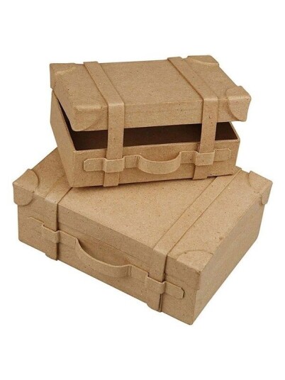 Creativ Company Papier mache Suitcases Handmade set of 2