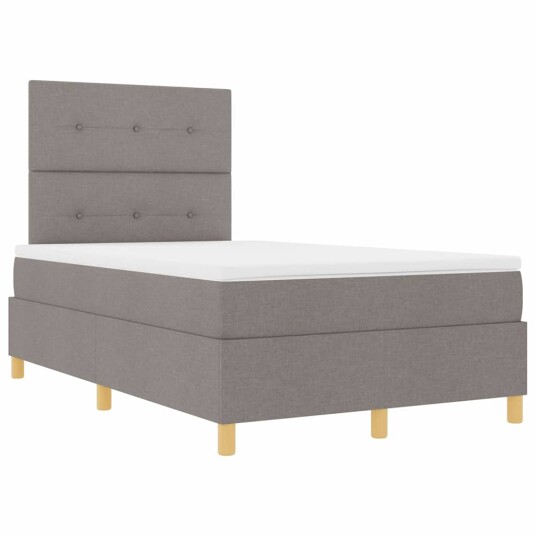 Box Spring Seng med Madrass Taupe Liten Dobbel Stoff