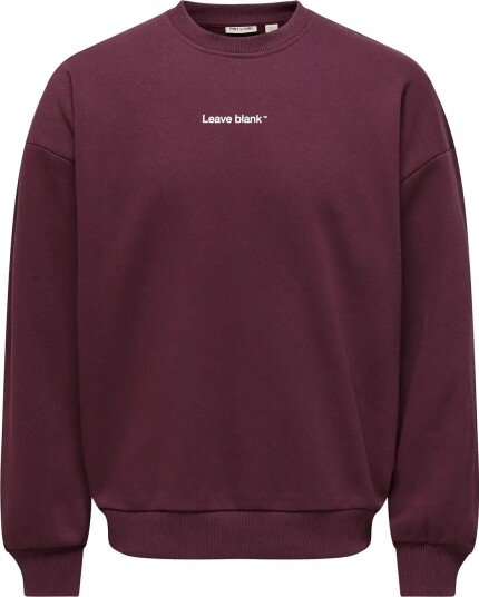 ONLY & SONS Onstyson Ovz Ls Crew Sweat Lb Vd Burgundy XXL