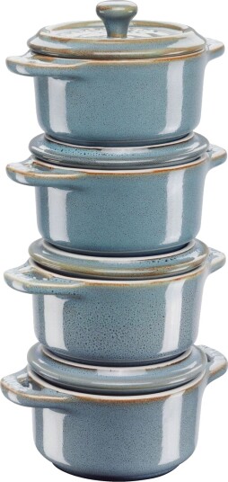 Staub Keramisk Gryte 200 ml Rund Turkis ??? 4 stk. Staub Keramisk Gryte 200 ml Rund Turkis ??? 4 stk.