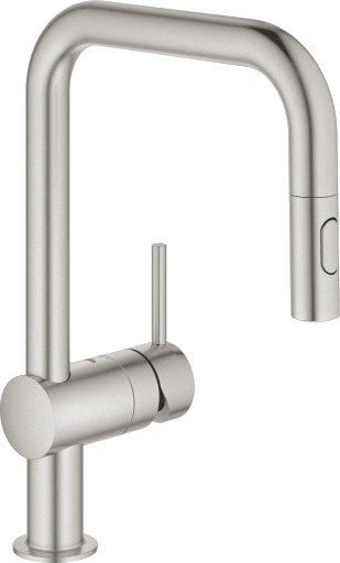 GROHE MINTA KJØKKENARMATUR M/UTTREKKBAR U-TUT SUPERSTEEL GROHE MINTA KJØKKENARMATUR M/UTTREKKBAR U-TUT SUPERSTEEL