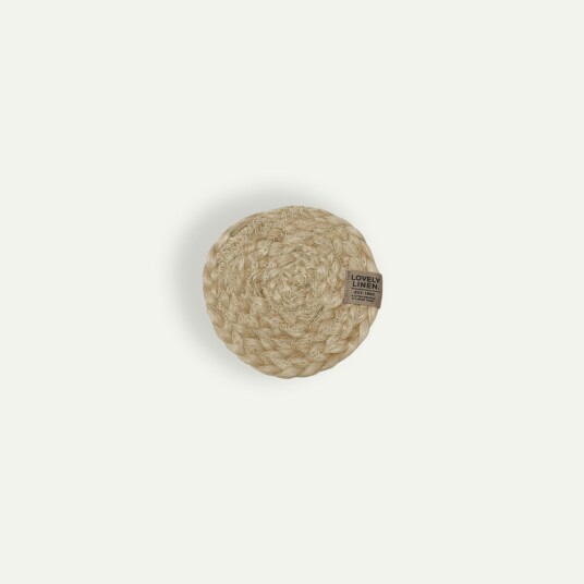 Lovely Linen Breezy glassbrikke Ø 10 cm 4 pk Natural Beige