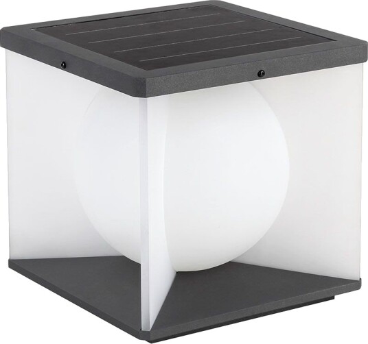 3W LED solcelle hagelampe Cube IP65 3000K varm hvit sort/hvit 20,5 x 20,5 cm Kulør : Varm