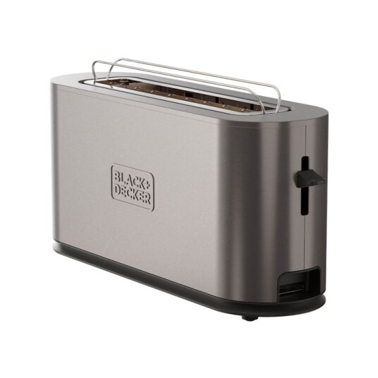 BLACK+DECKER 1000W Brødrister med Langt Fack og Rustfritt Stål