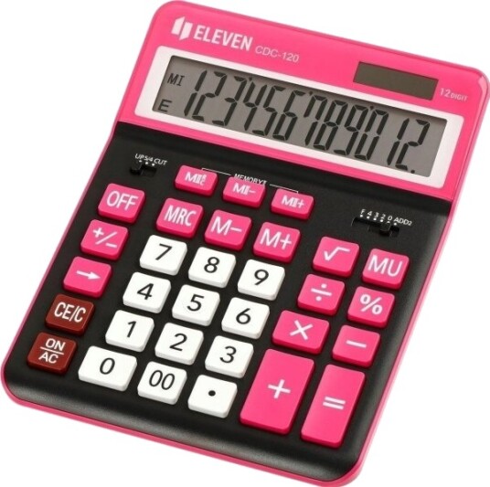 Eleven CDC120BKRD Svart Kontorkalkulator Med Rosa Taster Eleven CDC120BKRD Svart Kontorkalkulator Med Rosa Taster