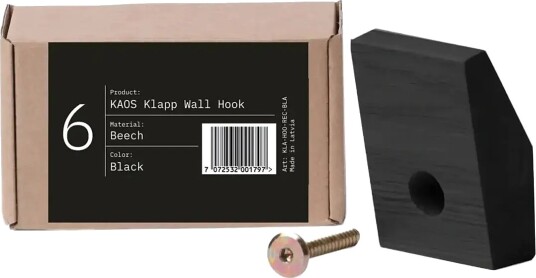 Kaos Klapp Wall Hook For Wooden + Recycled Chair Black One Size