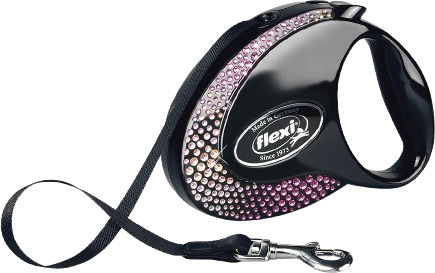 Flexi Hundebånd Glam Splash Crystal Tape 5m M Svart maks 25kg