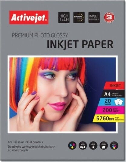 Activejet AP4 200G20 Fotopapir A4 Gloss 200 g/m² Hvit