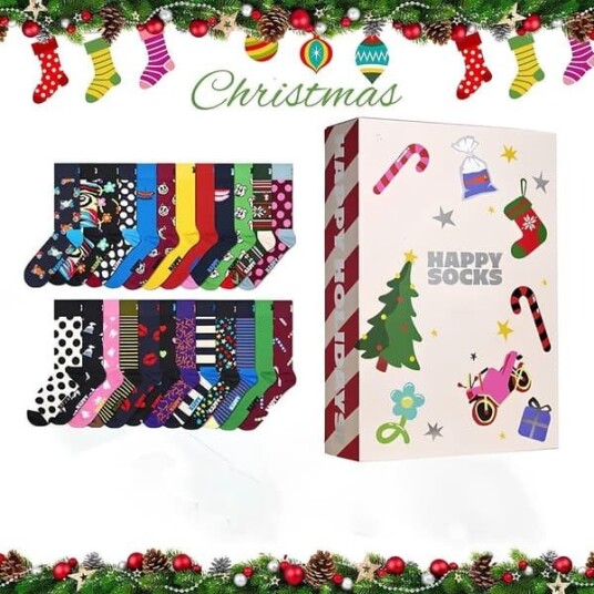24 dager med sokker adventskalender gavesett   24 dagers nedtelling til jul par unisex overraskelsesfestboks for menn og kvinner_yu