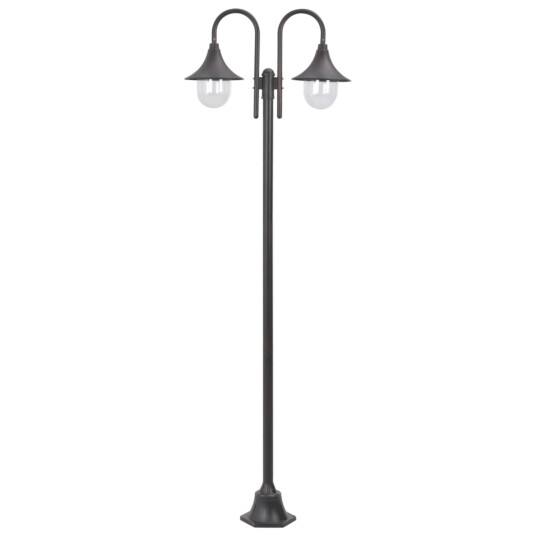 Hagelyktestolpe E27 220 cm aluminium 2 lamper bronse