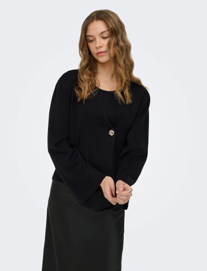 ONLY Onljing Ls Vneck One Button Cardi Ex Knt   Black   L