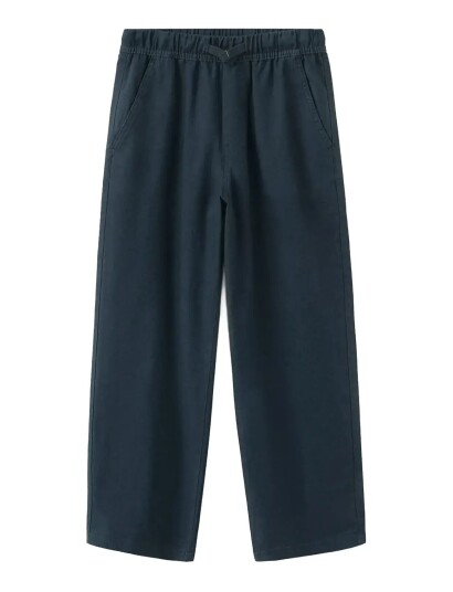 Mango Cotton Linen Blend Trousers Navy 6