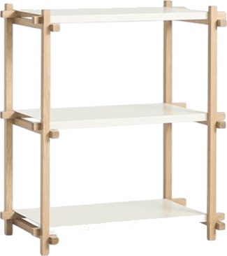 HAY Woody Shelving 2.0 Bokhylle Liten Mandel Hvit/Stål HAY Woody Shelving 2.0 Bokhylle Liten Mandel Hvit/Stål