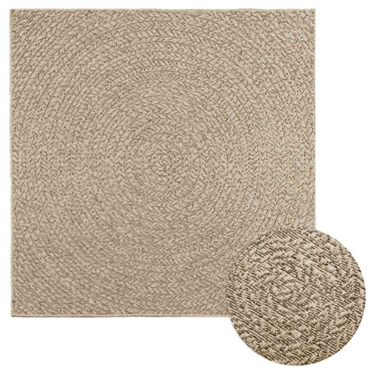 Teppe ZIZUR beige 120x120cm jute-utseende innendørs og utendørs 8721102837210 Teppe ZIZUR beige 120x120cm jute-utseende innendørs og utendørs 8721102837210