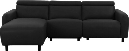 Reclinersofa med hjørne Loft24 Hjørnesofa Loft24 Skaane med elektrisk recliner Svart Venstrevendt Kunstskinn