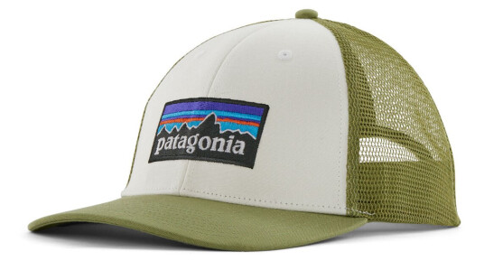 Patagonia P-6 Logo Lopro Trucker Hat White W/buckhorn Green OS