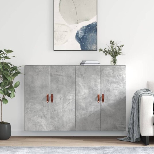 Veggskap 2 stk betonggrå 69,5x34x90 cm 8720845408480