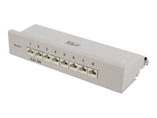 Deltaco Pan-210 Koblingspanel Veggmonterbar Cat 6A Rj-45 X 8 Grå Deltaco Pan-210 Koblingspanel Veggmonterbar Cat 6A Rj-45 X 8 Grå