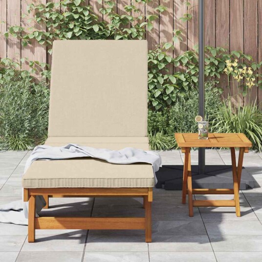 solseng med hjul og pute - beige massivt tre solseng med hjul og pute - beige massivt tre