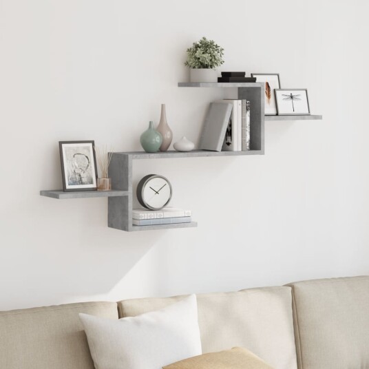 Vegghylle betonggrå 104x15x49 cm konstruert tre