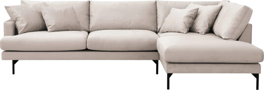 Menard 4 seters Høyrevendt Dyp L formet Sjeselongsofa i Fløyel Beige Menard 4 seters Høyrevendt Dyp L formet Sjeselongsofa i Fløyel Beige