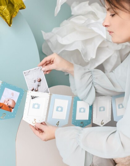 PartyDeco Girlander Bilderammer Baby Blå