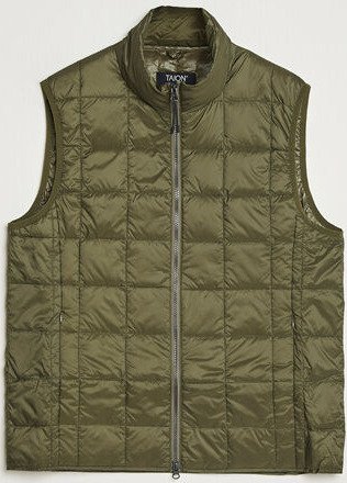 TAION High Neck Full Zip Lightweight Down Vest Dark Olive TAION High Neck Full Zip Lightweight Down Vest Dark Olive