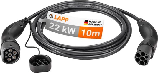 Lapp Type 2 Ladekabel Elbil 32A 22kW 10m 3-Fas Sort