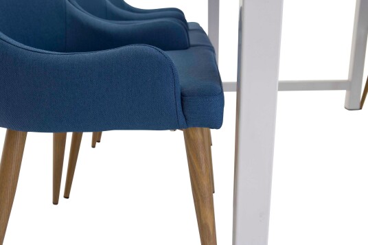 Venture Design Count & Plaza spisegruppe Hvit/blå 6 st stoler & bord 220 x 100 cm