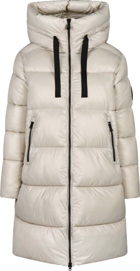 Save the Duck Women"s Animal Free Long-Hooded Puffer Jacket Isabel Rainy Beige M