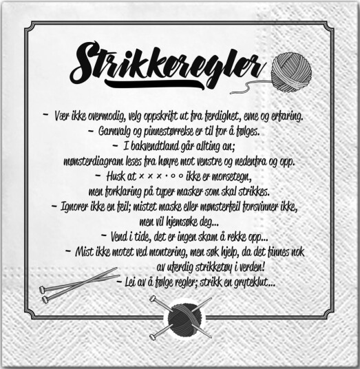 Serviett lunsj 20 stk Strikkeregler