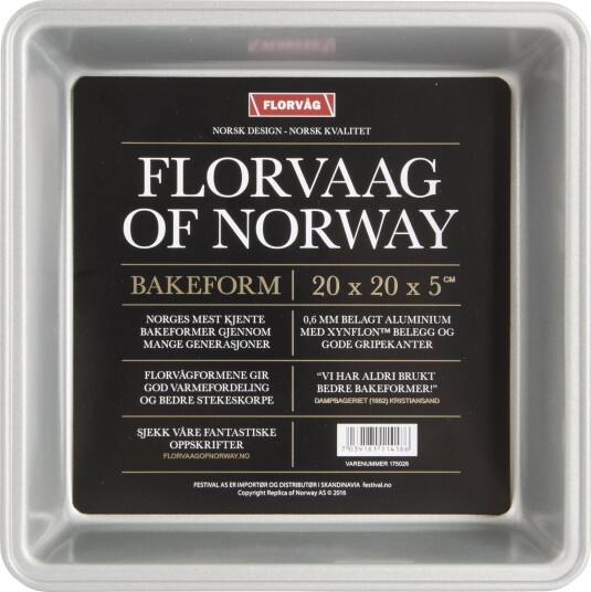 Bakeform Florvåg sølv 20x20cm