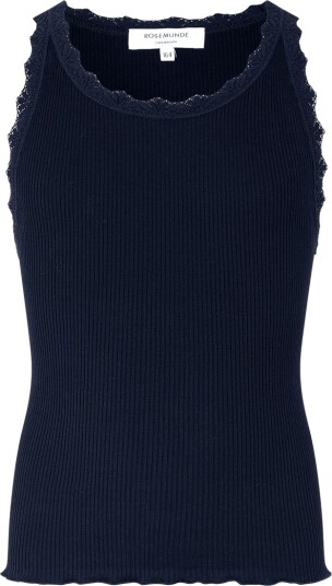 Rosemunde Topp Silke/Bomull Rib Navy m. Blonder Rosemunde 16 år 176 Singlet Blå