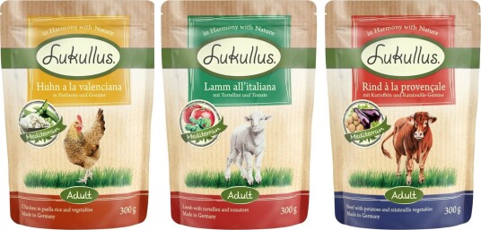 Lukullus Våtfôr Porsjonsposer Naturkost Mediterran 1 Animalsk Proteinkilde 48 X 300 G