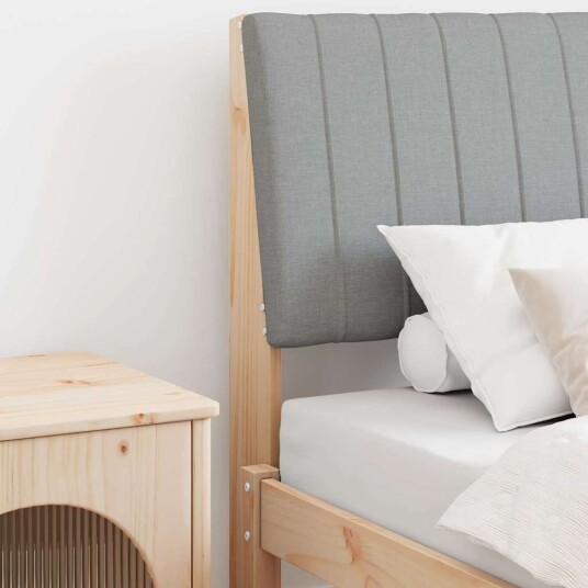 Polstret sengegavl Lysegrå 80 cm Massiv furu