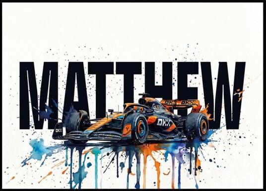Racing Car with Name Personal Plakat Plakat / 40x50cm
