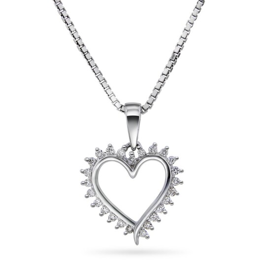 Sophia by Gullfunn, Smykke i 375 hvitt gull med diamanthjerte 0,15 ct