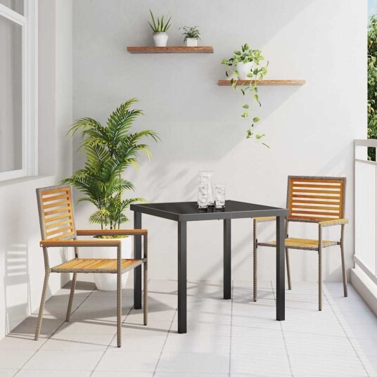 Hagemøbelsett med Puter 2 stk Grå Poly Rattan