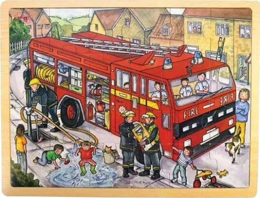 Bigjigs Wooden Jigsaw Puzzle Fire Truck 24 Pcs. Tre Bigjigs Wooden Jigsaw Puzzle Fire Truck 24 Pcs. Tre