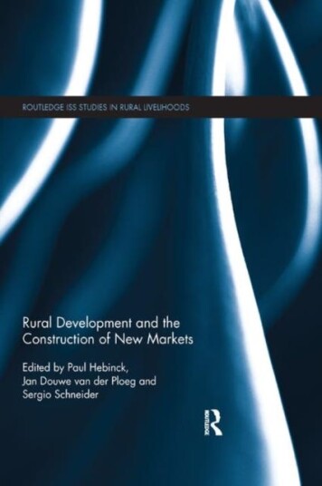 Rural Development And The Construction Of New Markets