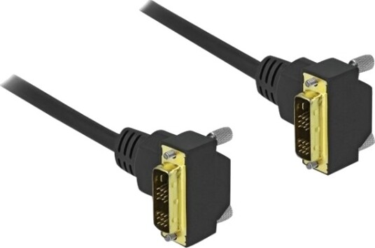 Delock Dvi Kabel Enkeltlenke Dvi D Hann Vinklet Til Dvi D Hann Vinklet 1 M Tommelskruer 1200P Støtte Svart