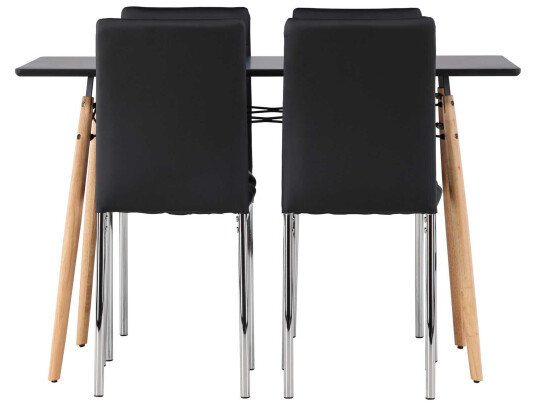 Venture Design Danburi & Lily spisegruppe Svart/svart 4 stoler & bord 120 x 60 cm